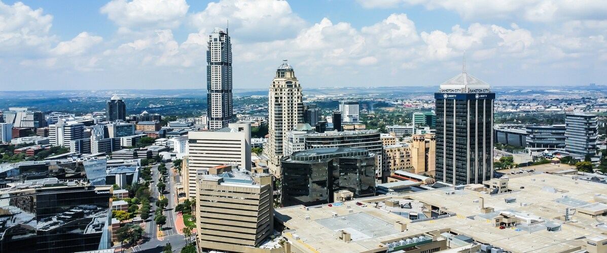 Sandton property market 2026 — Sandton skyline with modern high-rise buildings and cityscape